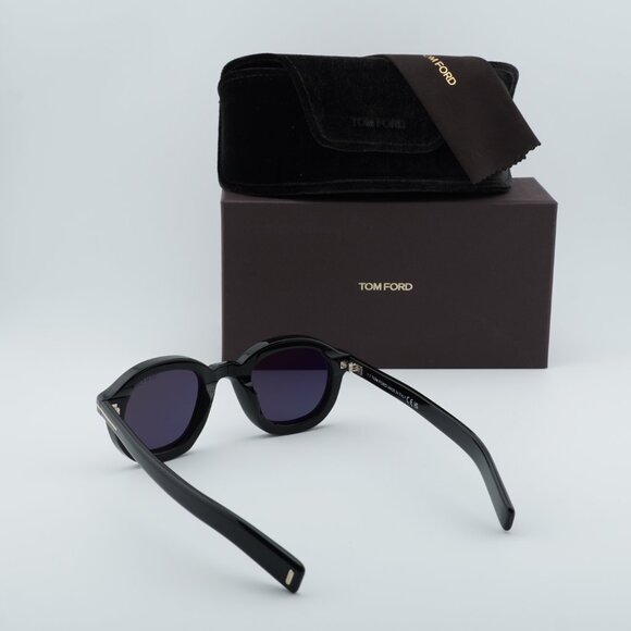 Tom Ford Raffa FT1100 01A Round Sunglasses - Black/Smoke - Picture 10 of 11